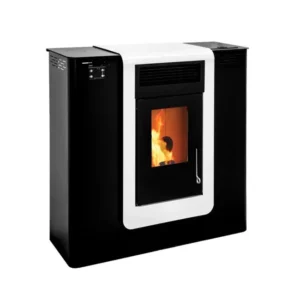 Estufa de pellets canalizable 10 kW Pasillo blanco/negro hasta 75m²