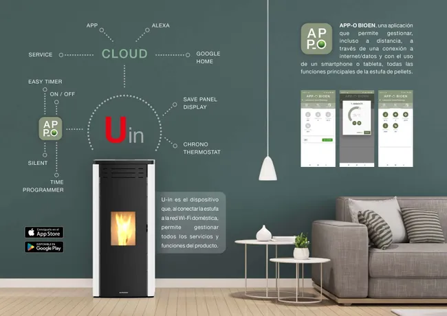Estufa de Pellets Canalizable CLEA AU de 11 kW Blanca - Imagen 3